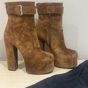 YSL Brown Suede over the ankle boots